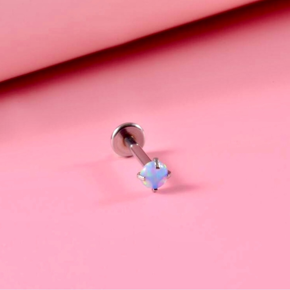 Blue opal 1Pc 16g Labret Piercing Stud NWT - Picture 2 of 8